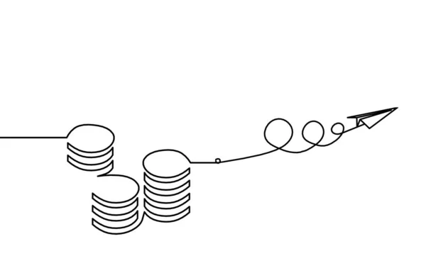 纸平面连续线条在白色背景上绘制的抽象硬币 — 图库矢量图片
