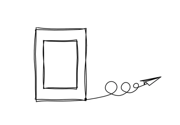 纸平面连续线条在白色背景上绘制的抽象画框 — 图库矢量图片