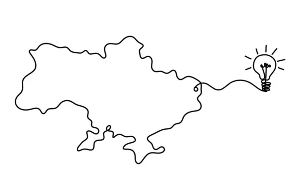 以灯泡为线在白色背景上绘图的乌克兰地图 — 图库矢量图片