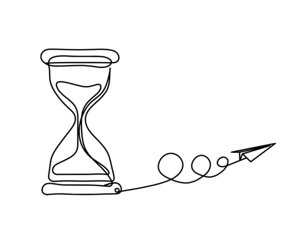 Abstrakcyjny Zegar Płaszczyzną Papieru Jako Rysunek Linii Białym Tle — Wektor stockowy