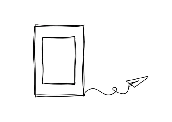 白地に連続線で描く紙面の抽象画枠 — ストックベクタ
