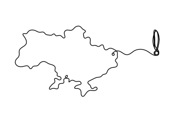 Landkarte Der Ukraine Mit Ausrufezeichen Als Linienzeichnung Auf Weißem Hintergrund — Stockvektor