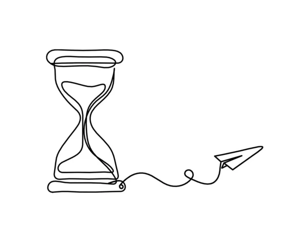 Abstrakcyjny Zegar Płaszczyzną Papieru Jako Rysunek Linii Białym Tle — Wektor stockowy