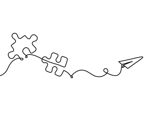 Puzzle Abstrait Avec Plan Papier Comme Dessin Trait Sur Fond — Image vectorielle