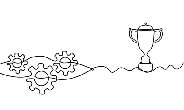 Streszczenie Okrągłe Metalowe Koła Zębate Trofeum Jako Rysunek Linii Białym — Wektor stockowy