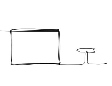 Beyaz arkaplanda sürekli çizgiler olarak yönlü soyut resim çerçevesi