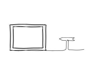 Beyaz arkaplanda sürekli çizgiler olarak yönlü soyut resim çerçevesi