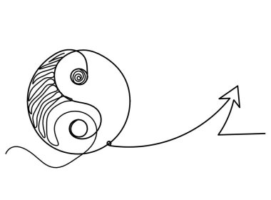 Beyaz arkaplanda çizgi çizili yin ve yang işareti