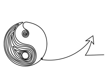 Beyaz arkaplanda çizgi çizili yin ve yang işareti