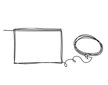 Beyaz arkaplanda sürekli çizgiler olarak yorumlu soyut resim çerçevesi