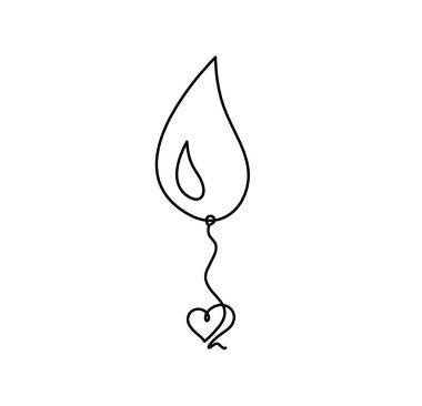 Beyaz arkaplanda çizgi olarak kalbi olan soyut düşüş