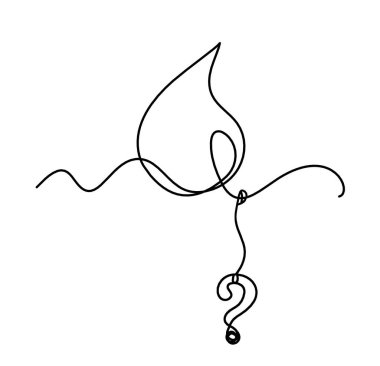 Beyaz arkaplanda satır çizimi olarak soru işareti olan soyut düşüş