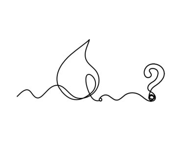 Beyaz arkaplanda satır çizimi olarak soru işareti olan soyut düşüş