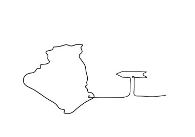 Fransa haritası, Cezayir yönü beyaz arkaplan üzerine çizgi çizimi olan