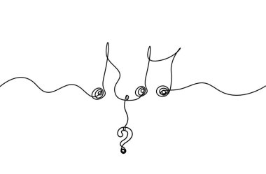 Beyaz arkaplanda sürekli çizgiler olarak soru işareti olan soyut bir not