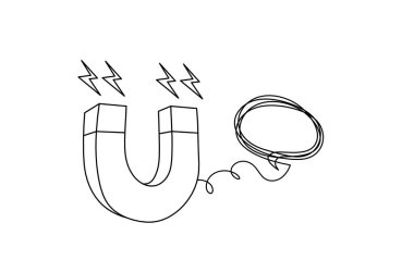 Beyaz arkaplanda çizgi çizimi olarak yorumlu mıknatıs