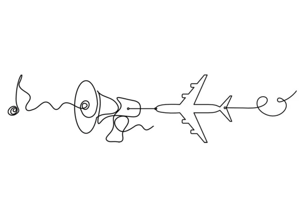 Mégaphone Abstrait Avec Plan Comme Lignes Continues Dessin Sur Fond — Image vectorielle