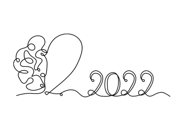 Homem Silhueta Cérebro Com 2022 Ano Como Linha Desenho Sobre — Vetor de Stock