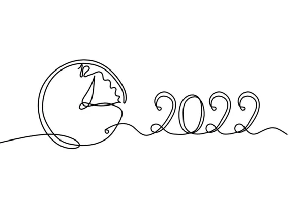 Abstract Clock 2022 Year Line Drawing White Background — Stock Vector