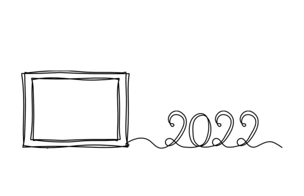 Marco Imagen Abstracto Con 2022 Como Líneas Continuas Dibujando Sobre — Vector de stock