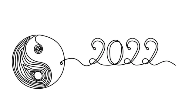 Signo Yin Yang Con 2022 Años Como Dibujo Línea Sobre — Vector de stock