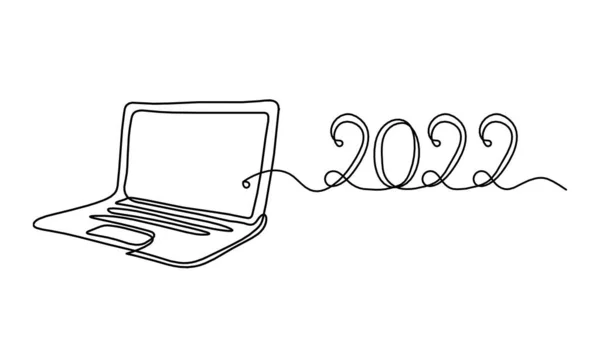 2022 선그리기를 배경으로 노트북 — 스톡 벡터
