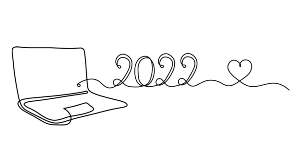 Abstraktní Notebook 2022 Rok Jako Čára Kreslení Bílém Jako Pozadí — Stockový vektor