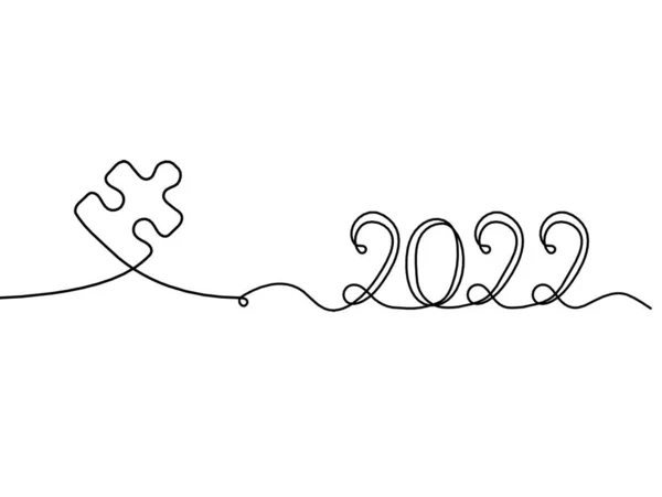Rompecabezas Abstracto Con 2022 Como Dibujo Línea Sobre Fondo Blanco — Vector de stock