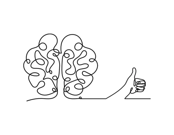 กสมองด วยม อเป นเส นวาดบนพ นหล ขาว — ภาพเวกเตอร์สต็อก