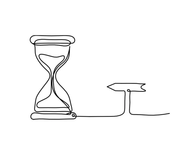 Abstrakcyjny Zegar Strzałką Jako Rysunek Linii Białym Tle — Wektor stockowy