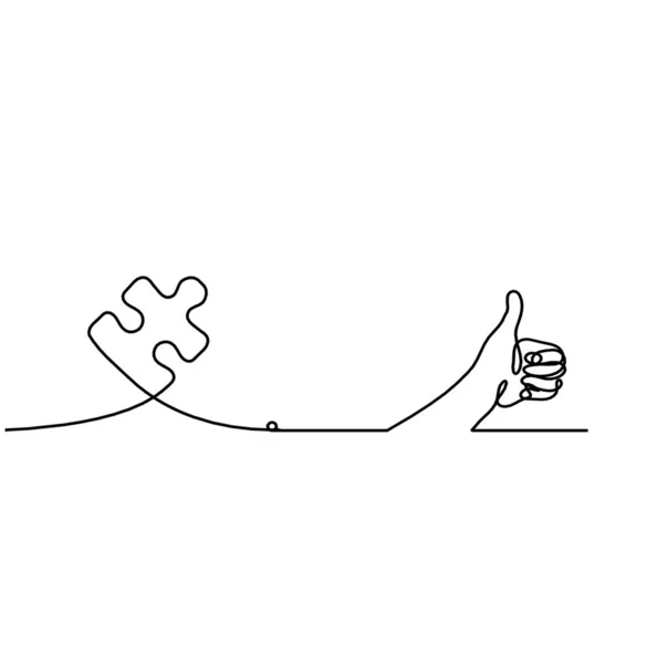 Puzzle Abstrait Avec Main Comme Dessin Ligne Sur Fond Blanc — Image vectorielle
