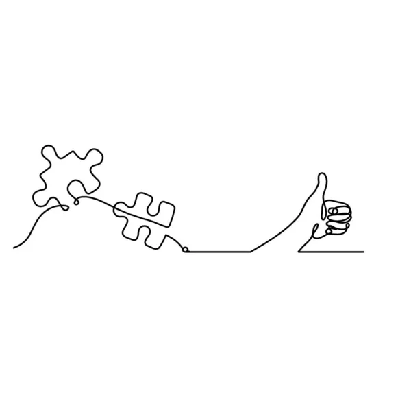 Abstraktes Puzzle Mit Der Hand Als Linienzeichnung Auf Weißem Hintergrund — Stockvektor