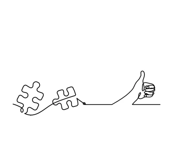 Abstrakcyjne Puzzle Ręki Jak Rysunek Linii Białym Tle — Wektor stockowy