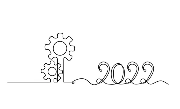 Rodas Engrenagens Metálicas Redondas Abstratas Com 2022 Como Desenho Linha — Vetor de Stock