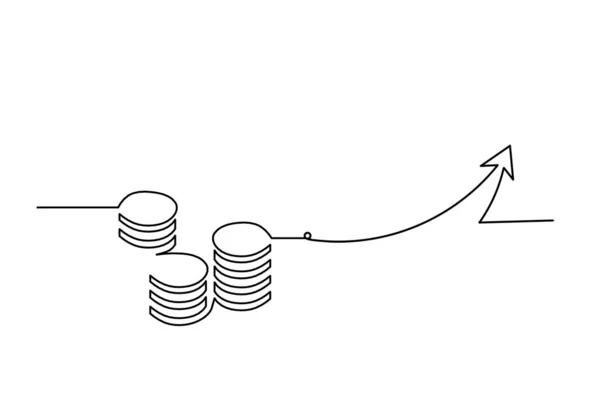 白を基調とした連続線として矢印のある抽象コイン — ストックベクタ