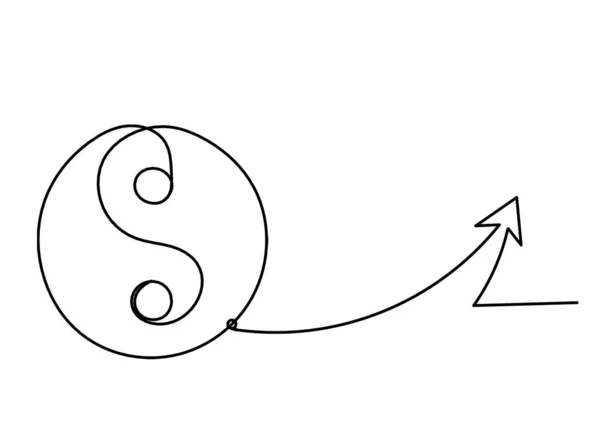Signo Yin Yang Con Flecha Como Dibujo Línea Sobre Fondo — Vector de stock