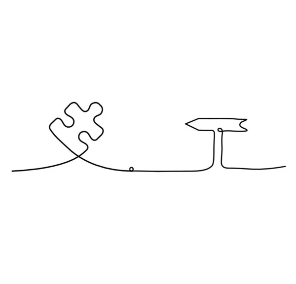 Puzzle Abstrait Avec Direction Comme Dessin Ligne Sur Fond Blanc — Image vectorielle