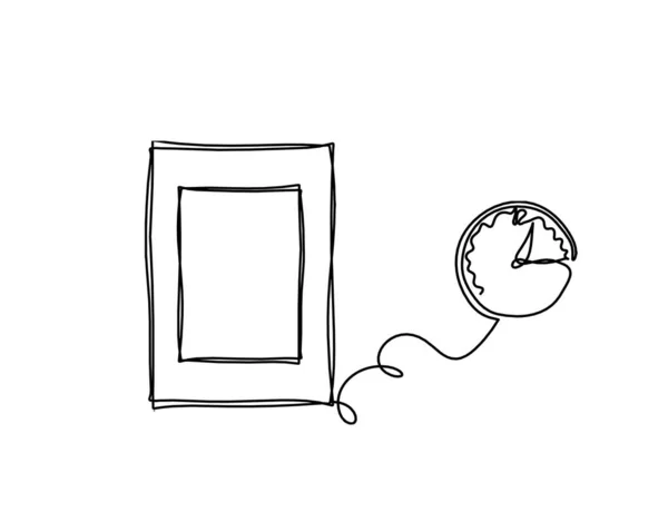 白地に連続線として描かれた時計の抽象画枠 — ストックベクタ
