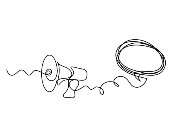 Mégaphone Abstrait Avec Commentaire Comme Lignes Continues Dessinant Sur Fond — Image vectorielle