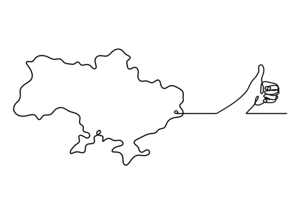 Mapa Ucrania Con Mano Como Dibujo Línea Sobre Fondo Blanco — Vector de stock