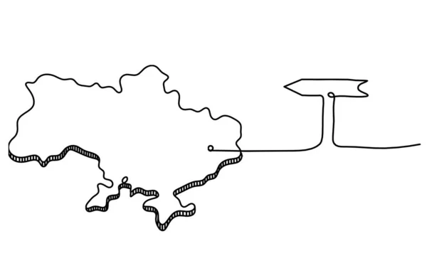 Mapa Ukrajiny Směru Čáry Kreslení Bílém Pozadí — Stockový vektor