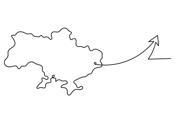 Карта Украины Направлением Виде Чертежа Белом Фоне — стоковый вектор