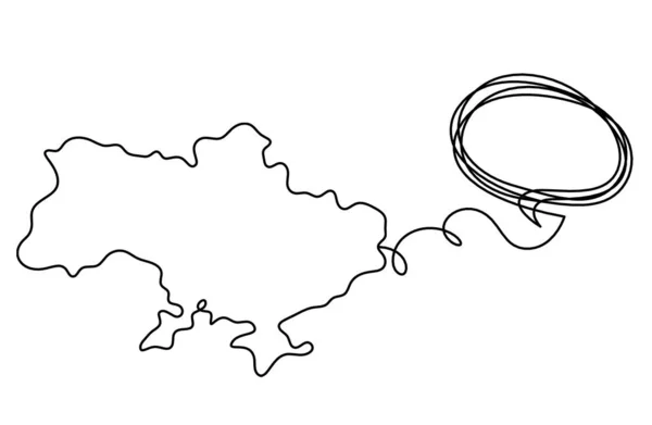 Mapa Ucrania Con Reloj Como Dibujo Línea Sobre Fondo Blanco — Archivo Imágenes Vectoriales