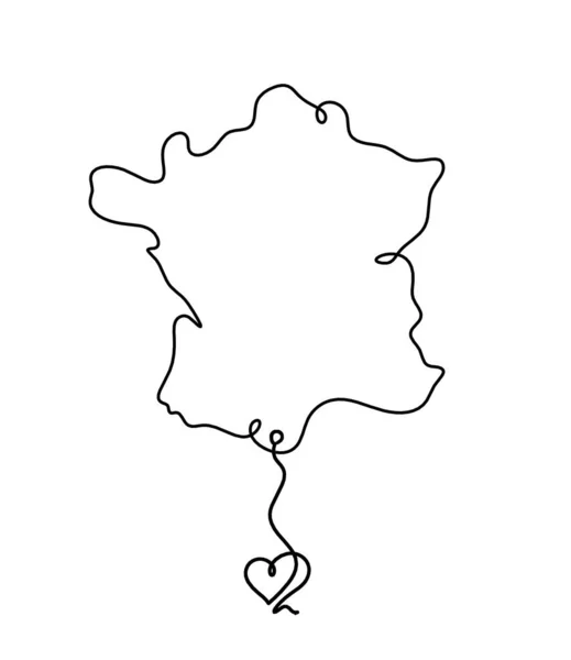 Χάρτης Της Γαλλίας Αλγερία Την Καρδιά Γραμμή Σχέδιο Λευκό Φόντο — Διανυσματικό Αρχείο