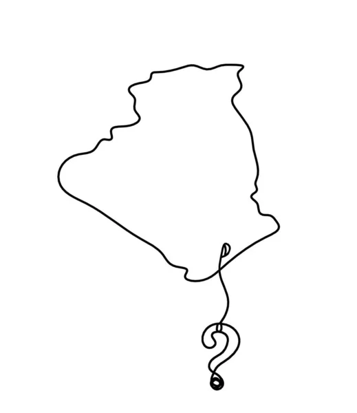 Χάρτης Της Γαλλίας Αλγερία Ερωτηματικό Σχέδιο Γραμμής Λευκό Φόντο — Διανυσματικό Αρχείο