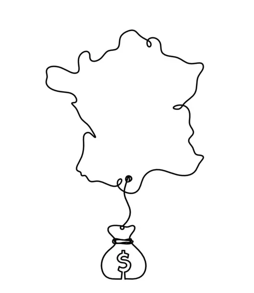 Karta Över Frankrike Algeriet Med Dollar Som Linje Ritning Vit — Stock vektor
