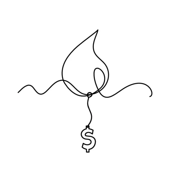 Baisse Abstraite Avec Dollar Comme Dessin Ligne Sur Fond Blanc — Image vectorielle