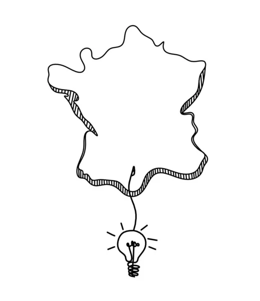 Carte France Algérie Avec Ampoule Comme Dessin Trait Sur Fond — Image vectorielle