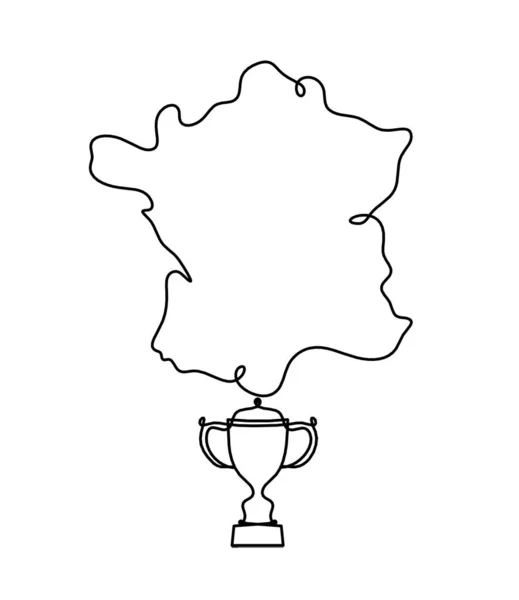 Mapa França Argélia Com Troféu Como Linha Desenho Sobre Fundo — Vetor de Stock