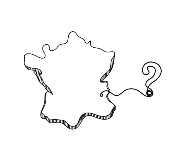 Mapa França Argélia Com Ponto Interrogação Como Linha Desenho Sobre — Vetor de Stock